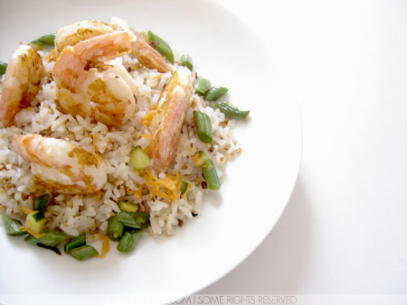 Camarão Stirfry & Arroz de Castanha